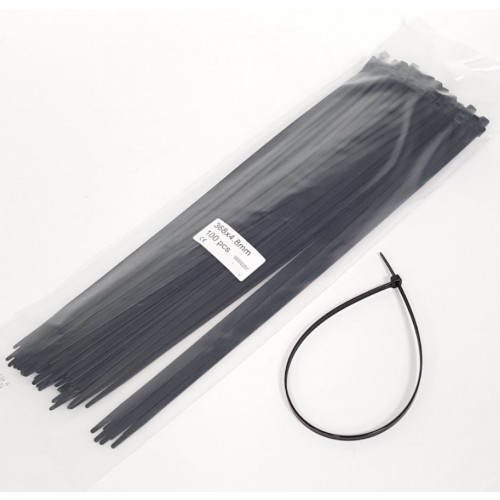 CABLE TIES - 368mm x 4.8mm BLACK NYLON (BAG OF 100)