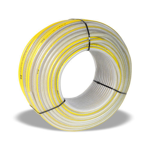 Yellow Stripe Clear Braided 30m 1/4" Low Pressure Hose | V-TUF