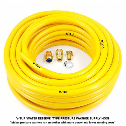 WASHFLEX PRO 'WATER RESERVE' 10m PRESSURE WASHER WATER SUPPLY HOSE KIT c/w KCQ & 3/4 FITTINGS  - BF3410-B1234