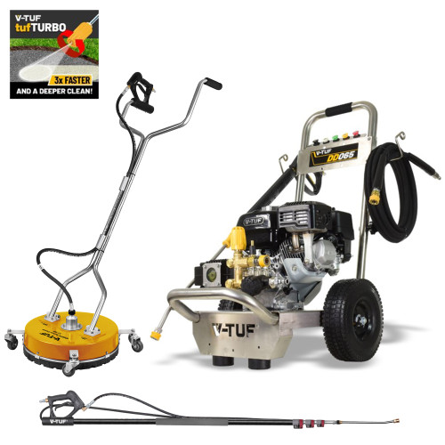 V-TUF DD065 PETROL PRESSURE WASHER 6.5HP HONDA- 160BAR 13.2L/M SUPER SERIES PUMP - PROPERTY MAINTENANCE BUNDLE