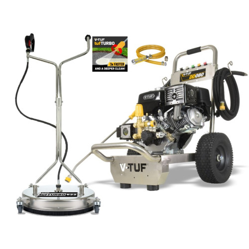 V-TUF DD080 Industrial 9HP Honda Driven Petrol Pressure Washer - 2900psi, 200Bar, 15L/min & 21" Stainless Steel Surface Cleaner