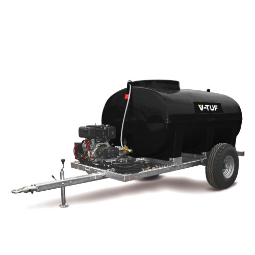 V-TUF DELUGE 13HP 4000psi, 275Bar, 15L/min Gearbox Driven Electric Start Honda Petrol 2000 ltr Highway Trailer Bowser Pressure Washer - With Hose Reel