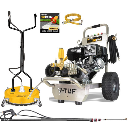 V-TUF GB080 Industrial 9HP Gearbox Driven Pressure Washer  200Bar, 15L/min + Property Maintenance Starter Kit Bundle