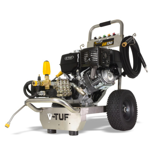 V-TUF GB130 Industrial 13HP Gearbox Driven Honda Petrol Pressure Washer - 3630psi, 250Bar, 15L/min