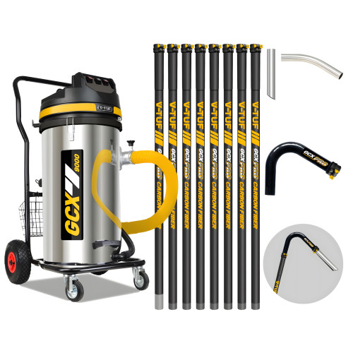 V-TUF 3.5KW 100L XTRA LARGE & RUGGED Industrial Powerful Vacuum Cleaner + 40FT GCX PRO GUTTER CLEANING KIT