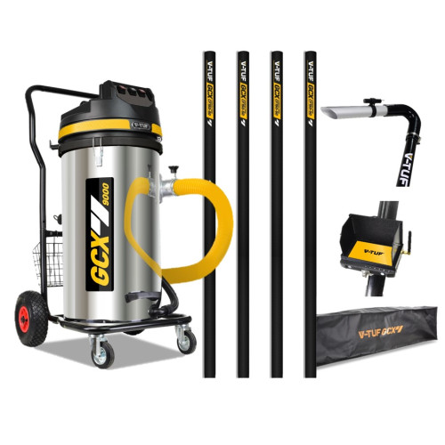 V-TUF 3.5KW 100L XTRA LARGE & RUGGED Industrial Powerful Vacuum Cleaner + 40FT GCX PRO GUTTER CLEANING KIT