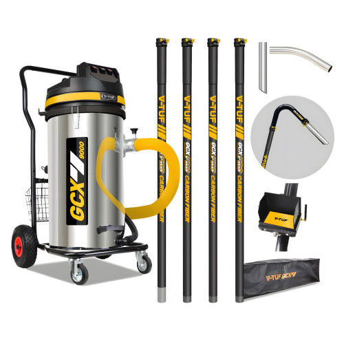 V-TUF 3.5KW 100L XTRA LARGE & RUGGED Industrial Powerful Vacuum Cleaner + 20FT GCX PRO GUTTER KIT, CAMERA & BAG