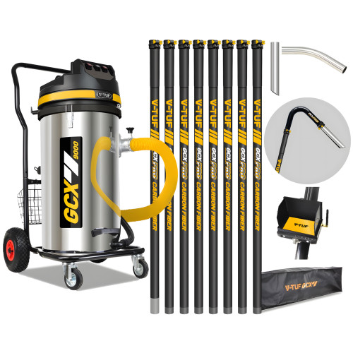 V-TUF 3.5KW 100L XTRA LARGE & RUGGED Industrial Powerful Vacuum Cleaner + 40FT GCX PRO GUTTER KIT, CAMERA & BAG