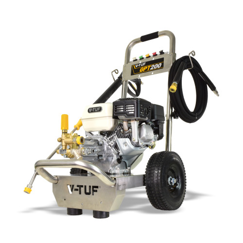 V-TUF GPT200 Industrial 6.5HP Petrol Pressure Washer with GP200 Honda Engine - 2755psi, 190Bar, 12 lpm - Stainless Steel Frame