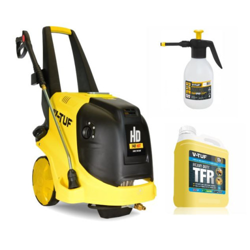 V-TUF HD140HOT 240v Hot Water Professional Mobile Pressure Washer - 2000psi, 140Bar, 8L/min - Spill Clean up kit