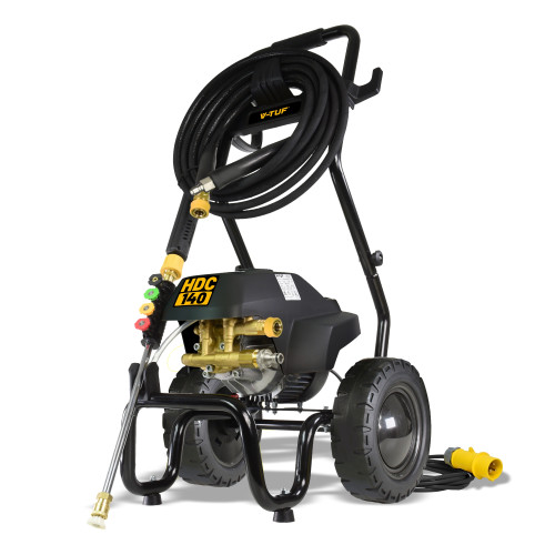 V-TUF HDC140 - 110v Professional Cold Electric Site Pressure Washer - 1750psi, 100Bar, 8L/min