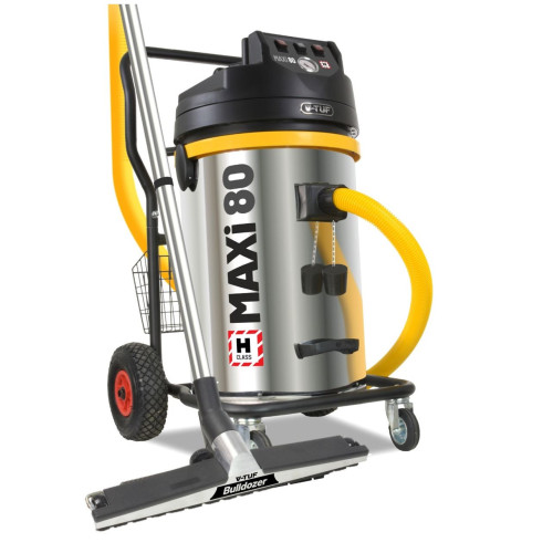 V-TUF MAXi - 80L H-Class 240v 3500w Industrial Dust Extraction Vacuum Cleaner - 450 mm WIDE Bulldoser Head & 15Metre Hose