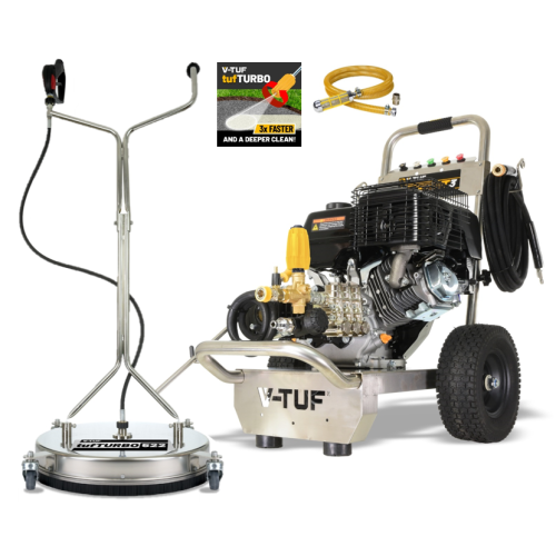 V-TUF TORRENT 3 Industrial 15HP Petrol Pressure Washer - 4000psi, 275Bar, 15L/min - 21" tufTURBO Stainless Patio Cleaner