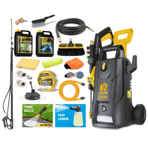 V-TUF V3-240 X2 2175psi 150Bar, 7.5L/min DIY Portable Electric Pressure Washer - Ultimate DIY Property Maintenance KIT