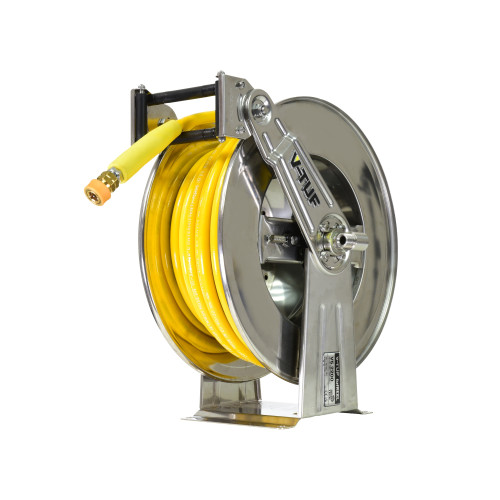 20M V-TUF Retractable tufREEL - Stainless Steel + 20M tufCOVER YELLOW 3/8 2W HOSE MSQ KIT & 2m PATCH HOSE