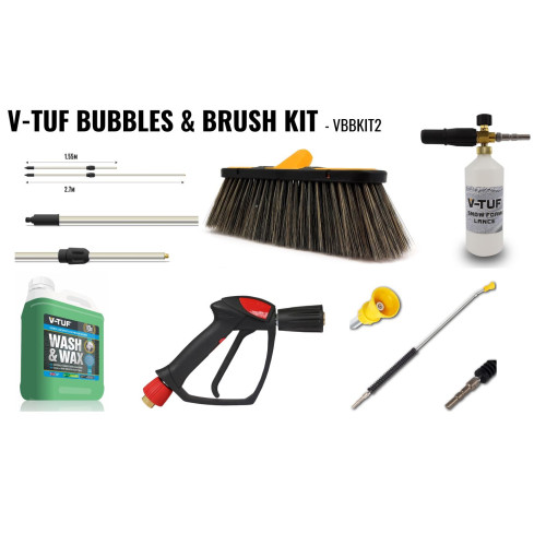 V-TUF BUBBLES & BRUSH PRO CAR CLEANING ATTACHMENT KIT