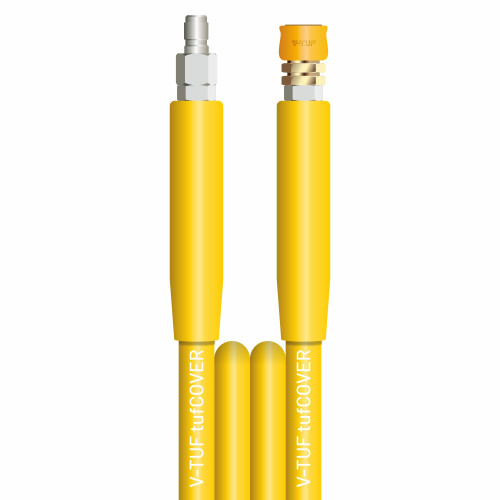 10m 2 WIRE, TOUGH COVER 3/8" 400BAR 120°C  V-TUF YELLOW V-TUF with DURAKLIX HEAVY DUTY MSQ COUPLINGS