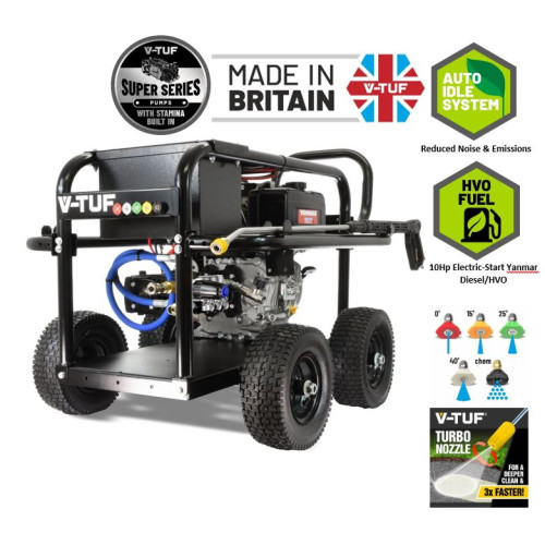 V-TUF D10 2465PSI (170 BAR) 10HP YANMAR DIESEL PRESSURE WASHER WITH BELT DRIVEN PUMP 21L/MIN