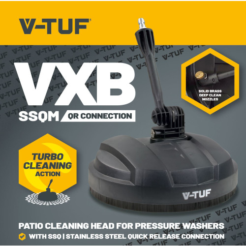 SURFACE CLEANER - 9" V-TUF VXB-SSQ PATIO CLEANER with DEEP CLEAN JETS fits V3 - V5 - V7 PRESSURE WASHER