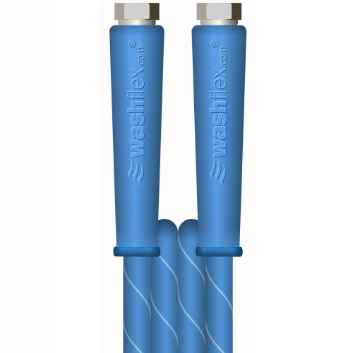 10m 2 WIRE, 3/8" 155°C  V-TUF BLUE JETWASH HOSE (Thick walled) 10M  with 3/8"F x 3/8"F BSP & YELLOW Cuffs