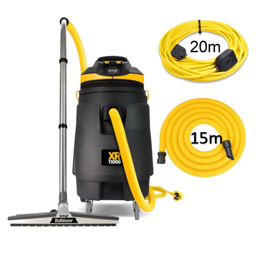 V-TUF XR11000 240V 110L 3300W High Performance Wet & Dry Industrial Grain Store Vacuum Cleaner + 15M Hose + 20M Extension Cable